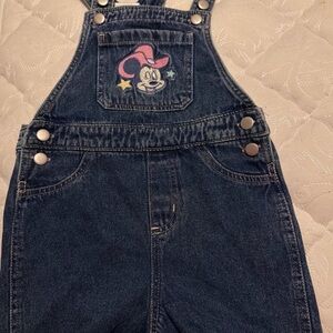 Disney Blue Denim Overalls with Minnie Embroidery